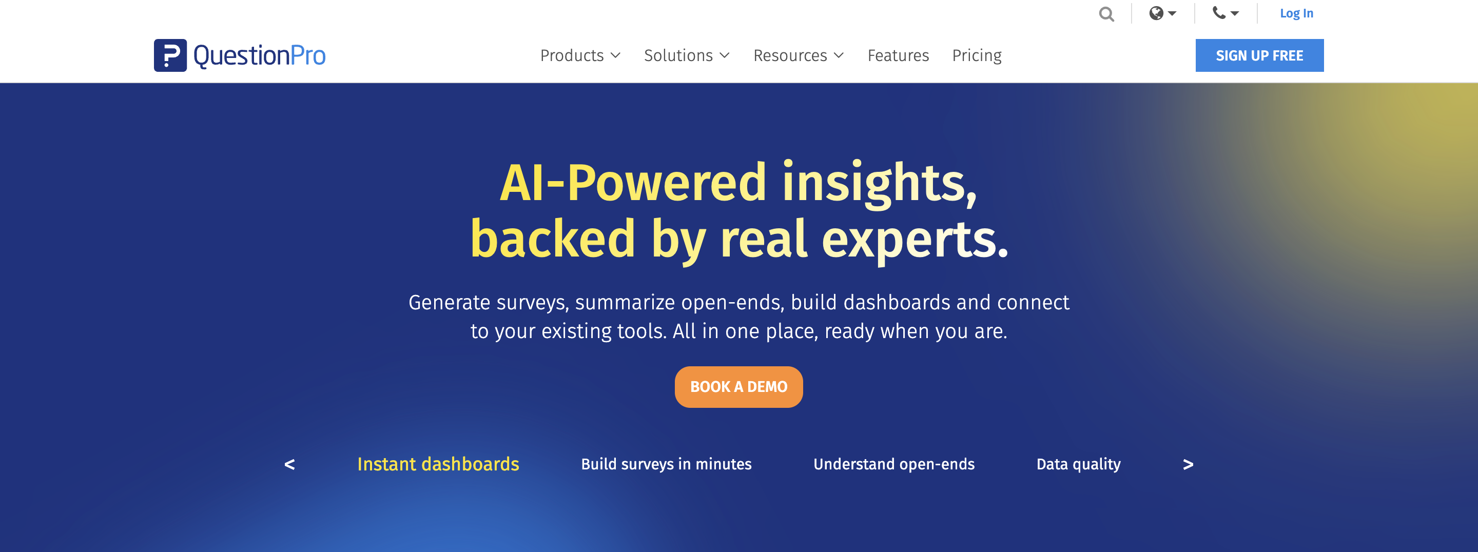 QuestionPro dashboard screenshot