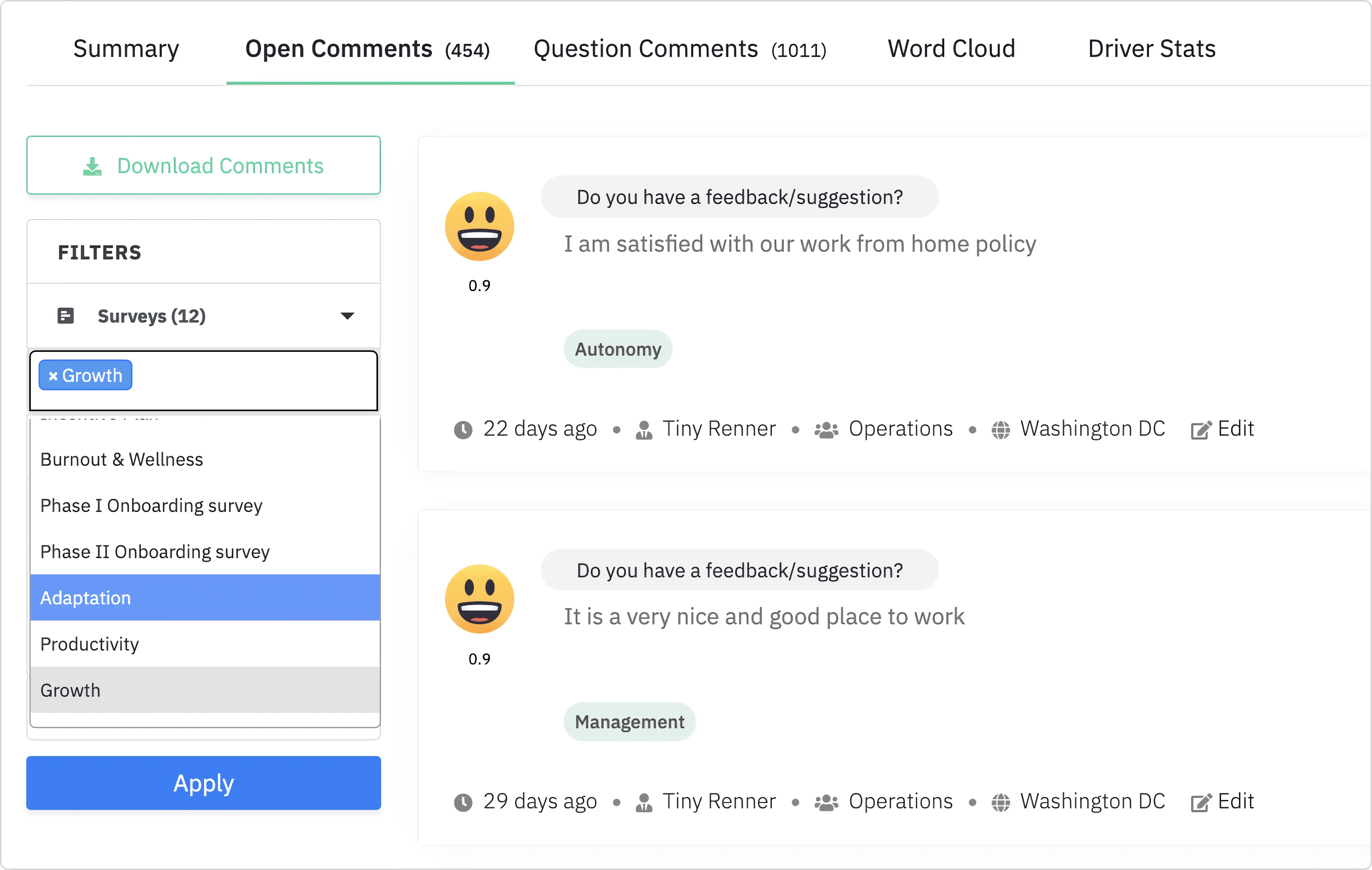Employee feedback management