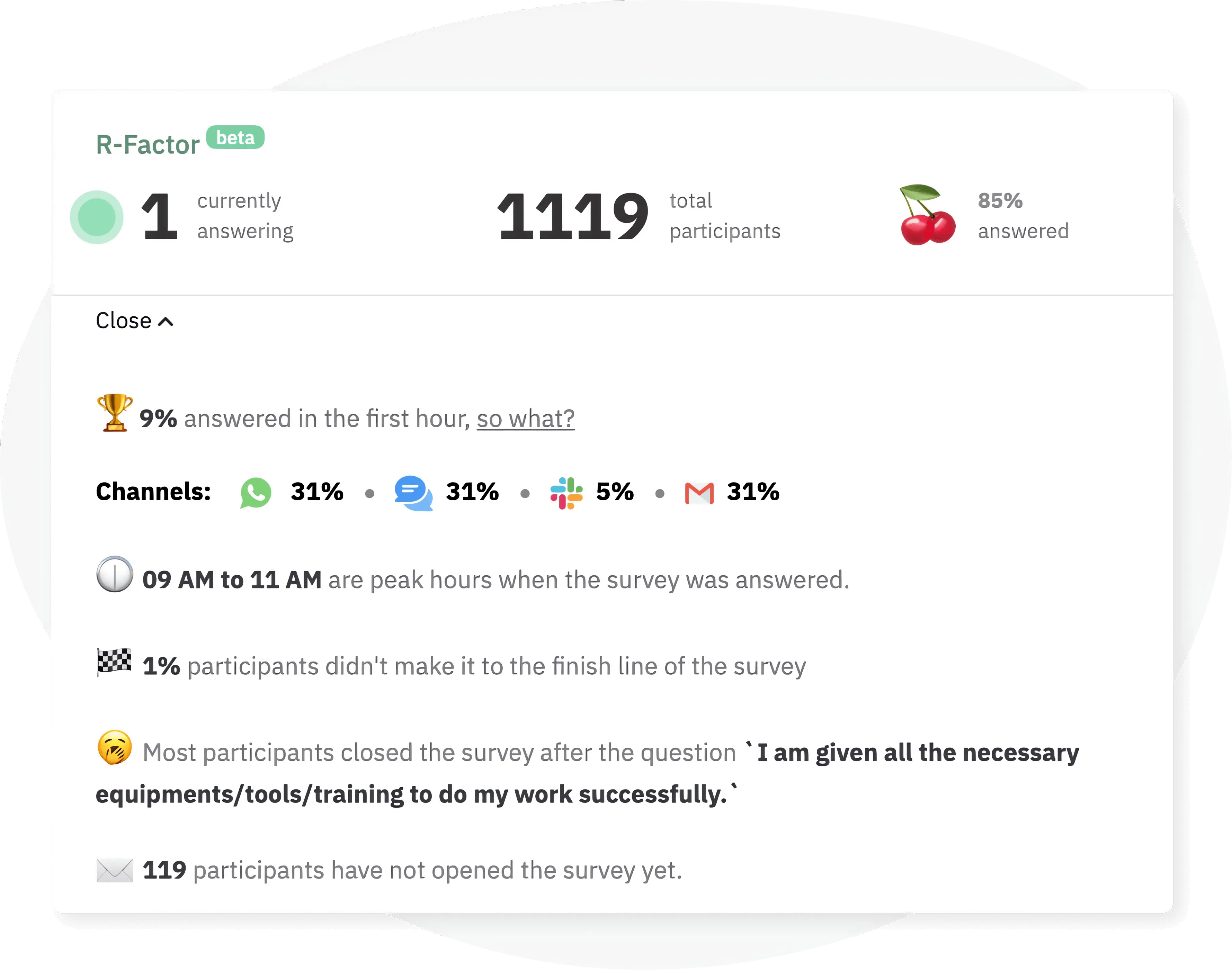 Utilize the real time insights and take action through employee feedback live metrics