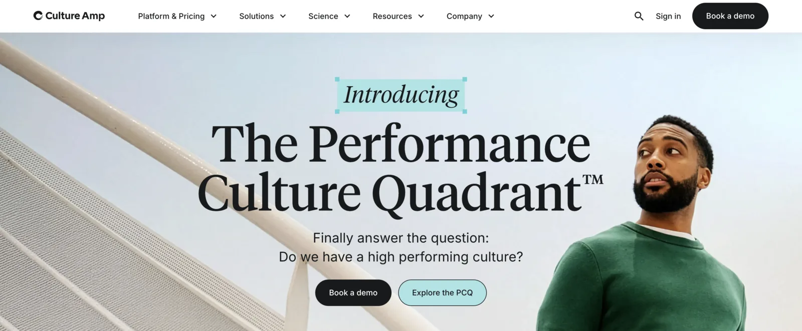 Culture Amp pulse survey results view with driver analysis and industry benchmark comparison